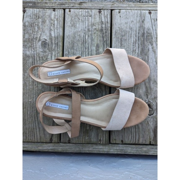 Blank Canvas Made in Brazil Tan Suede Platform Wooden Sandals Women Size 11 - Picture 1 of 8